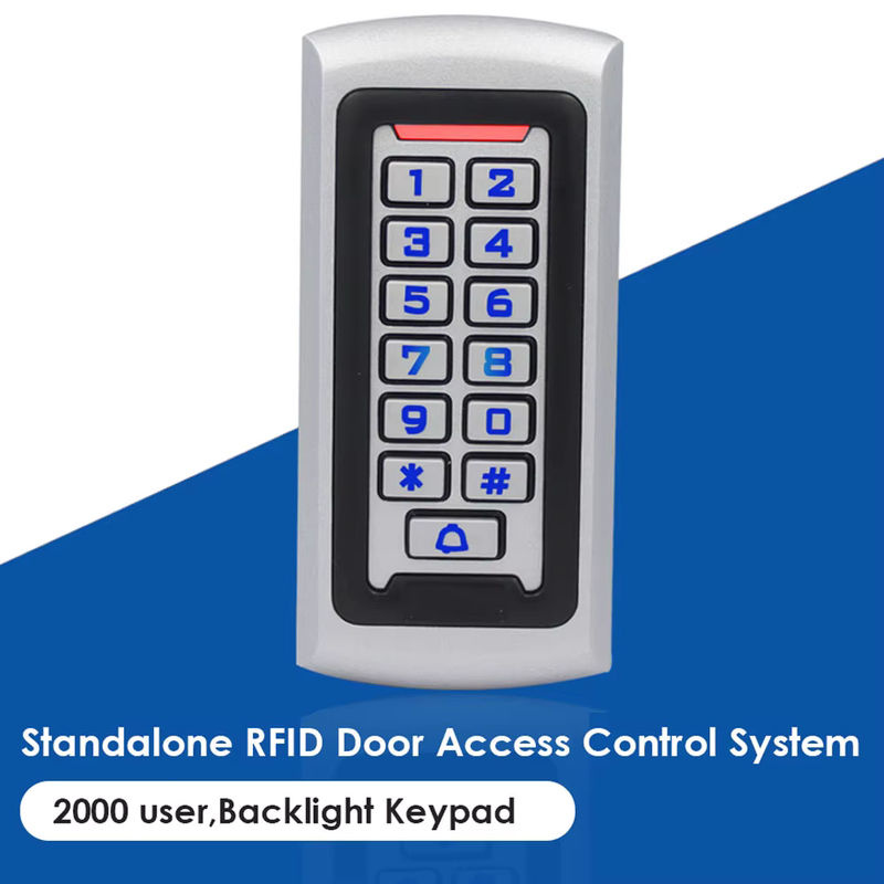 LUCKING DOOR RFID-Zugangskontrolltastatur aus Zinklegierung in Silber oder Weiß mit LED-Hintergrundbeleuchtung, Kartenleser und 10 Schlüsselanhängern für bis zu 2000 Benutzer - Bild 2