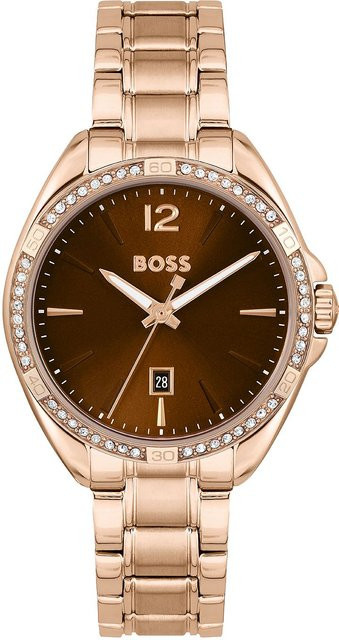 BOSS Damenuhr, Analoguhr, Quarz, Edelstahl, Braun, 32 mm, 3 ATM - Bild 1