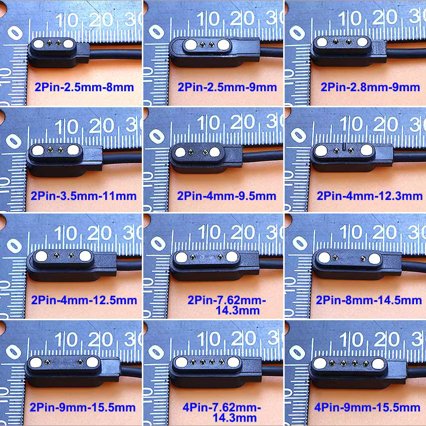 JCD Magnetisches Smartwatch Ladekabel mit 2-Pin oder 4-Pin Kontaktanschluss, USB-A auf USB-C, Schwarz, Unisex - Bild 2