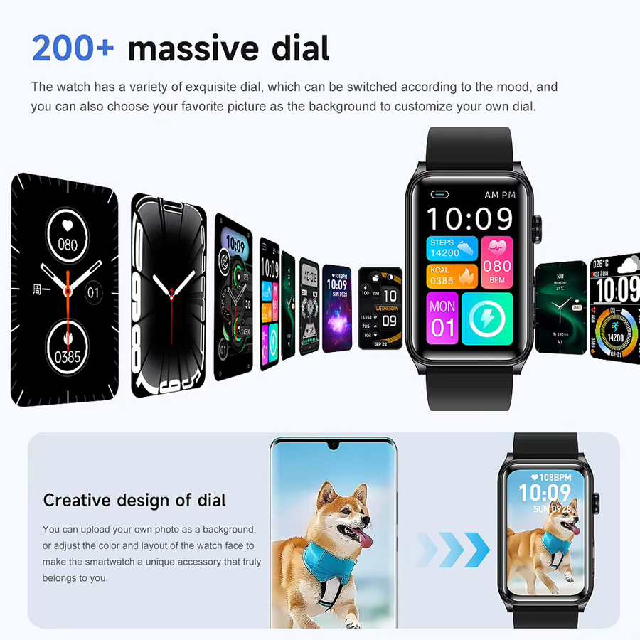 Jooeniok Smartwatch, Schwarz, Silikon, Herren, Wasserdicht - Bild 5