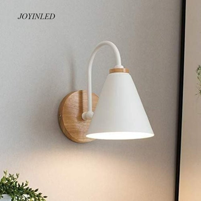 JOYINLED Wandleuchte aus Holz und Metall für Schlafzimmer und Küche in Weiß oder Schwarz - Bild 1