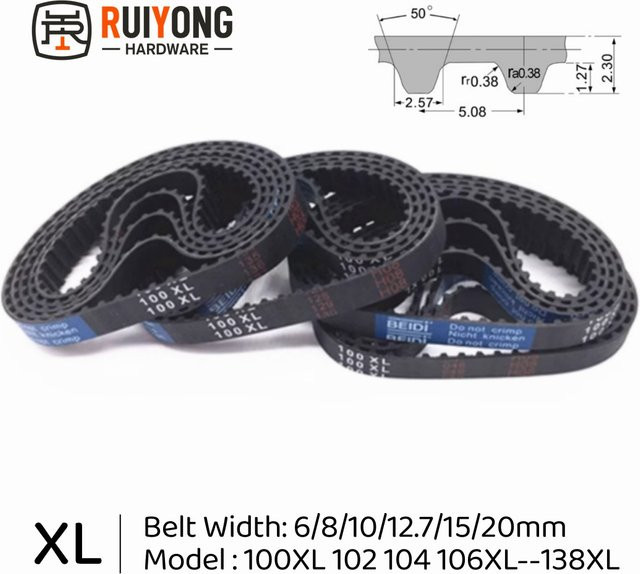 XL Hochdrehmoment Gummi-Zahnriemen in Schwarz für verschiedene Breiten von 6 mm bis 20 mm - Bild 1