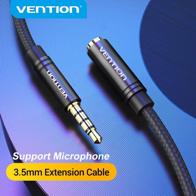 Vention 3,5-mm-Klinken-Audio-Verlängerungskabel Stereo Aux Adapterkabel Schwarz - Bild 1