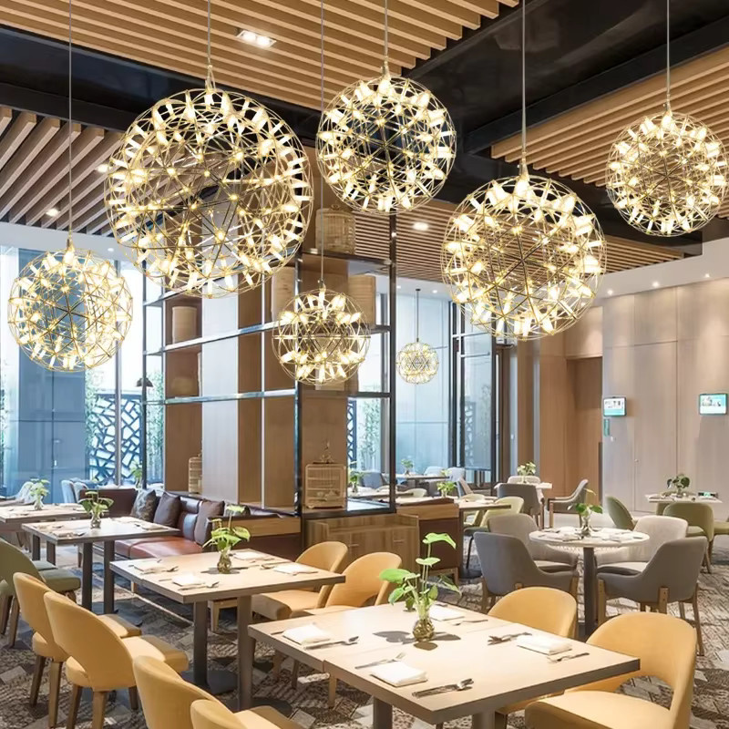 JIANKEXING Nordic LED Spark Ball Kronleuchter Moderne Kugelleuchte aus Metall für Wohnzimmer und Schlafzimmer in Warmweiß - Bild 3