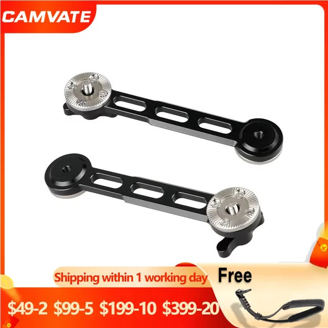 Camvate 2er-Set Standard Arri Rosette Verlängerung mit NATO Sicherheits-Schiene für DSLR Kamera Schulter-Rig-Support-System in Schwarz und Rot - Bild 1