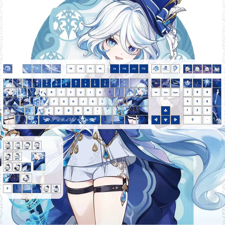 MAIMOOO Genshin Impact Furina Tastenkappen Cherry Profile in Blau, PBT Keycaps mit fünfseitiger Sublimation für mechanische Tastaturen - Bild 2