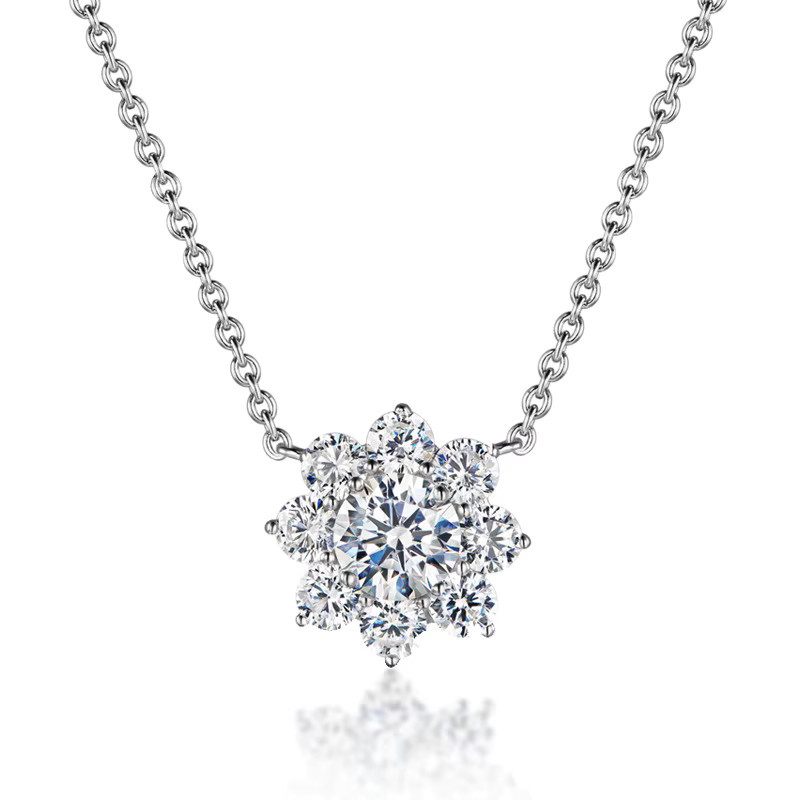 Huitan Halskette mit Anhänger, Schneeflocken-Design, Silber, Zirkonia, Damen - Bild 3