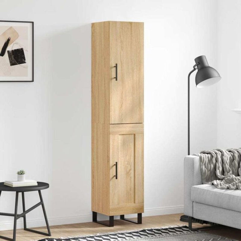 Vidaxl Highboard Sonoma-Eiche in Braun mit Drehtüren aus Holzwerkstoff und Metall, B/T/H: 34,5 x 34 x 180 cm - Bild 1