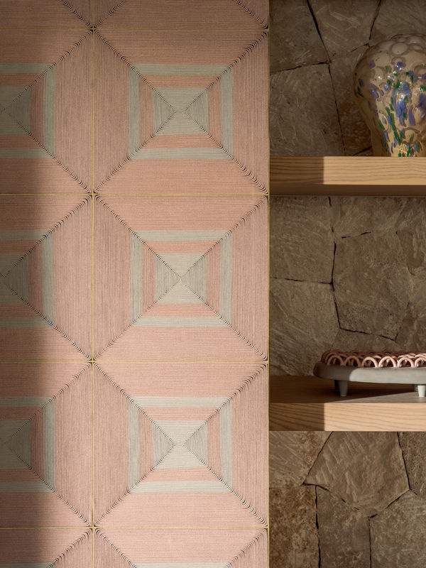 Élitis Tapete Carrés Jalonnés VP 996 50 in Pink mit geometrischem Abstract-Muster aus Vinyl und Vlies - Bild 2