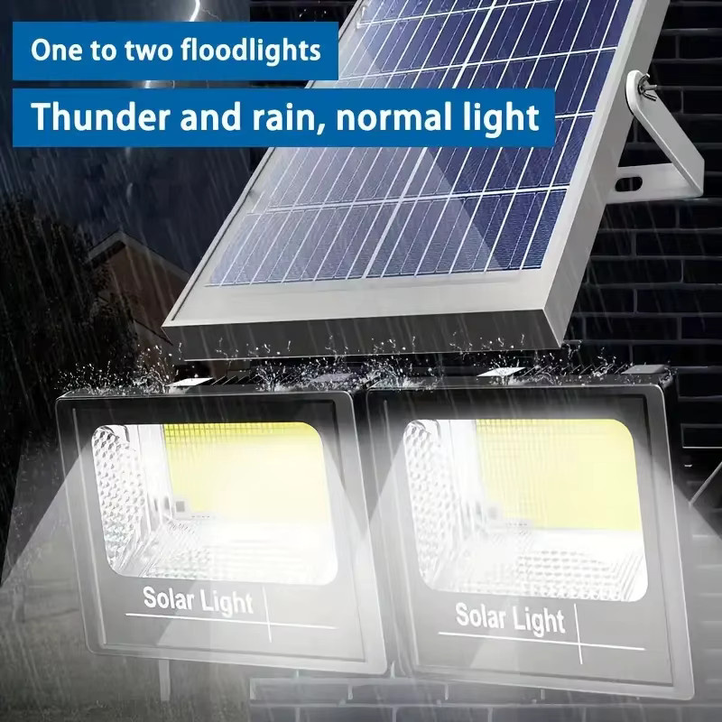 YQCHEZI 400 W LED-Solarleuchte als hochhelles 2-Kopf-Flutlicht in Schwarz mit Aluminium-Solarpanel als wasserdichte Gartenwandleuchte für den Außenbereich - Bild 2