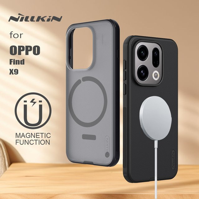 Nillkin MagSafe Hülle für OPPO Find X9 5G, magnetische matte Schutzhülle in Transparent/Schwarz mit weichem Rahmen und vollständigem Rückseitenschutz - Bild 1