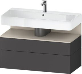 Duravit Waschtischunterschrank Qatego in Grau Matt mit 1 Tür und 1 Auszug, B/T/H: 99 x 47 x 59 cm - Bild 1