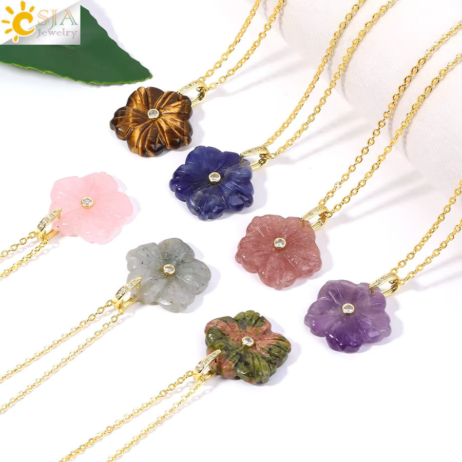 CSJA Jewelry Halskette, Edelstahl, Kristall, Amethyst, Rosa Quarz, Damen - Bild 2