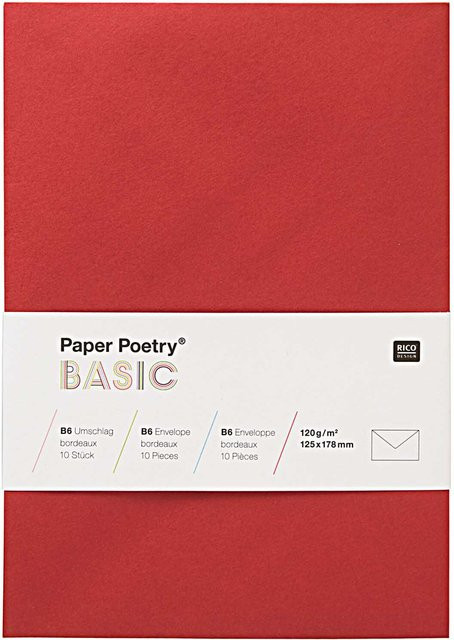 Rico Design Paper Poetry Kuvert Basic B6, 10 Stück, Bordeaux - Bild 1