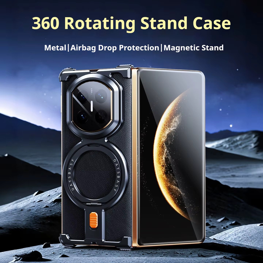Eary Rahmenlose Metall-Handyhülle für Huawei Mate X7 mit magnetischem 360 Grad drehbarem Ständer in Rot - Bild 4