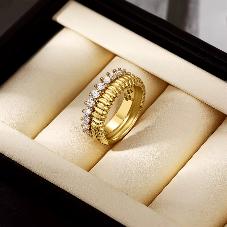 Erpels Ring, Edelstahl, Gold, Zirkonia, Damen - Bild 3
