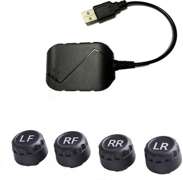 Skyfree USB TPMS Externer Sensor Reifendrucküberwachung Alarmsystem für Android, Schwarz - Bild 1