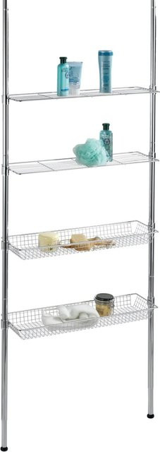 Wenko Teleskopregal Ellera für das Badezimmer, Chrom, Höhe: 65 - 285 cm, Breite: 71 cm, Tiefe: 20 cm - Bild 1