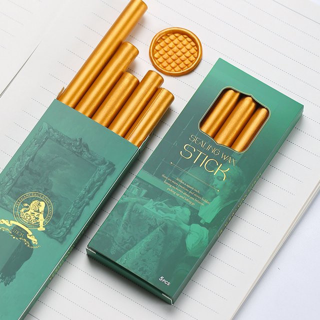 5er Set Wachsperlen für Siegelwachs in Gold zur Herstellung von Retro-Versiegelungen für Karten und Hochzeiten - Bild 1