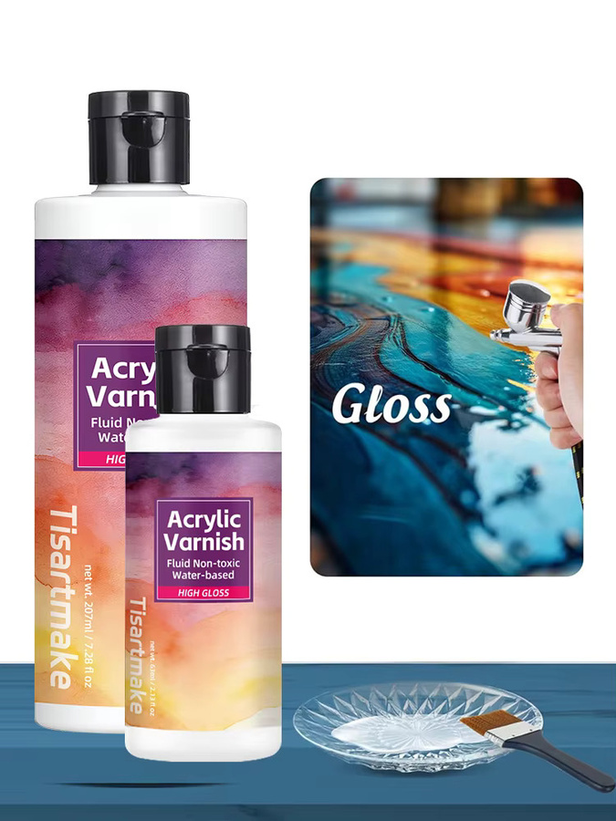 Glanzlack für Acrylmalerei in Transparent für ein nicht vergilbendes Hochglanz-Finish mit Anti-Riss-Schutz - Bild 5