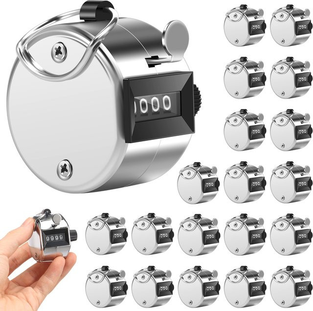 4-stelliger mechanischer Clicker-Zähler aus Metall in Silber für Coaching und Stricken - Bild 1