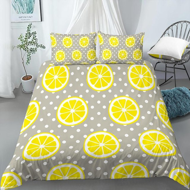 Binchi Bettwäscheset Zitronen-Design aus Mikrofaser, 2-teilig, Gelb/Mehrfarbig, B/H: 135 x 200 cm - Bild 1