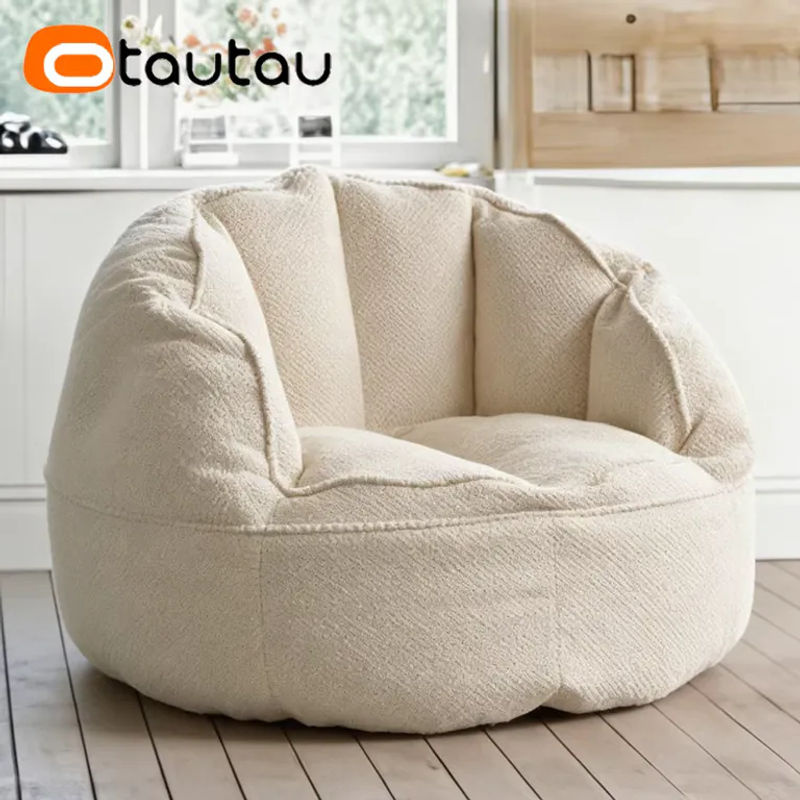 OTAUTAU Sitzsackbezug aus weicher Baumwolle mit Waffelmuster in Beige, Modell SF623 - Bild 6