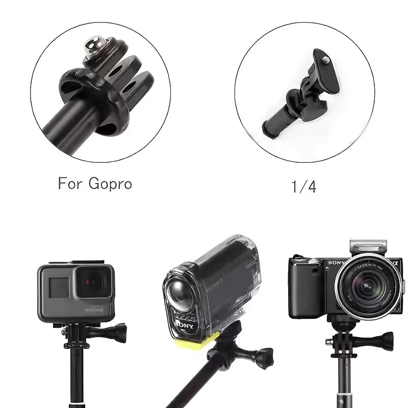37-Zoll Verlängerungs-Selfie-Stick als tragbares unsichtbares Hand-Einbeinstativ für GoPro, Insta360 X5, X4 und DJI Osmo Pocket, Farbe: Schwarz - Bild 4