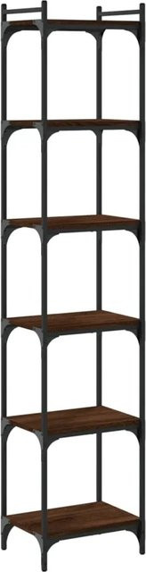 vidaXL Bücherregal mit 6 Böden in Eiche Braun, Holzwerkstoff und Metall im industriellen Design, B/T/H: 40 x 30 x 188 cm - Bild 1