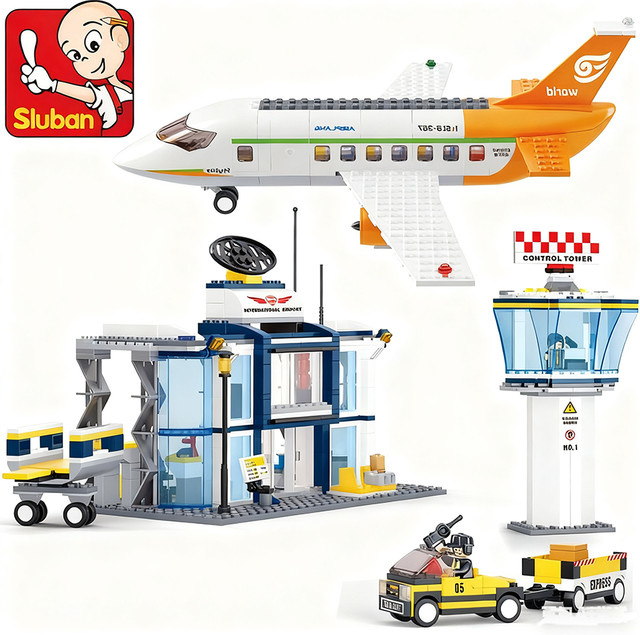 SLUBAN 0367 Luftfahrt Internationale Stadt Flugzeug Flughafen, Bausteine, 678 Teile - Bild 1
