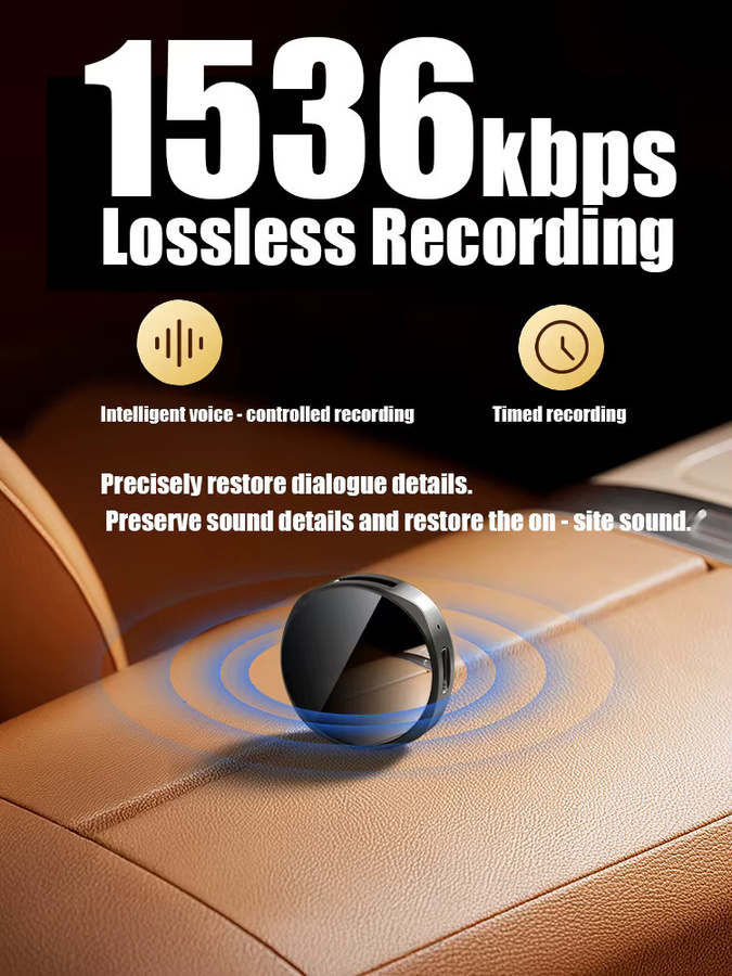 Famue Mini Digitaler Sprachrekorder mit Magnet, 32GB, Schwarz, 1536kbps, 90dB ANC, Intelligente Sprachsteuerung und Segmentierung - Bild 4