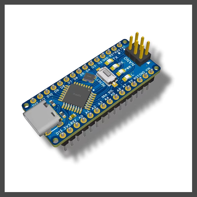 XDINO Arduino Nano 3.0 kompatibles Entwicklungsboard mit ATmega328PB MCU und USB-C Anschluss in Blau und Weiß - Bild 2