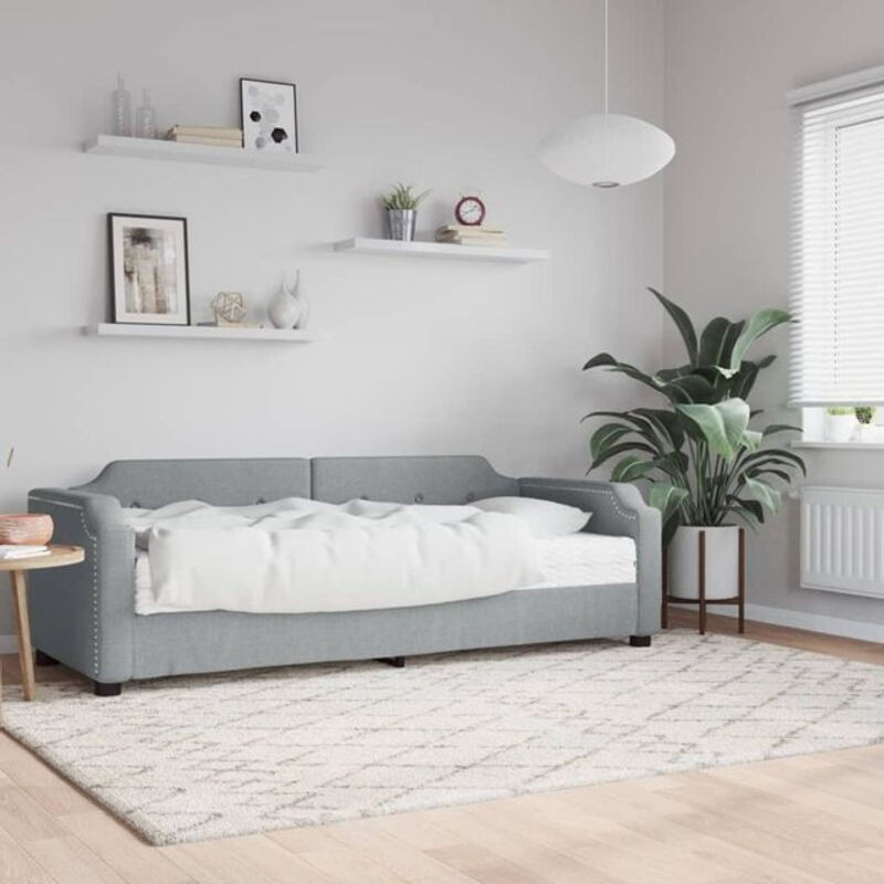 vidaxl Polsterbett Tagesbett mit Matratze aus Stoff und Metall in Grau B/T/H: 200 x 100 x 66,5 cm - Bild 1