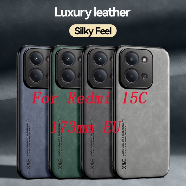 Luxuriöse SheePskin Schutzhülle für Redmi 15C 4G 5G in Grau mit magnetischem Saugnapf - Bild 1