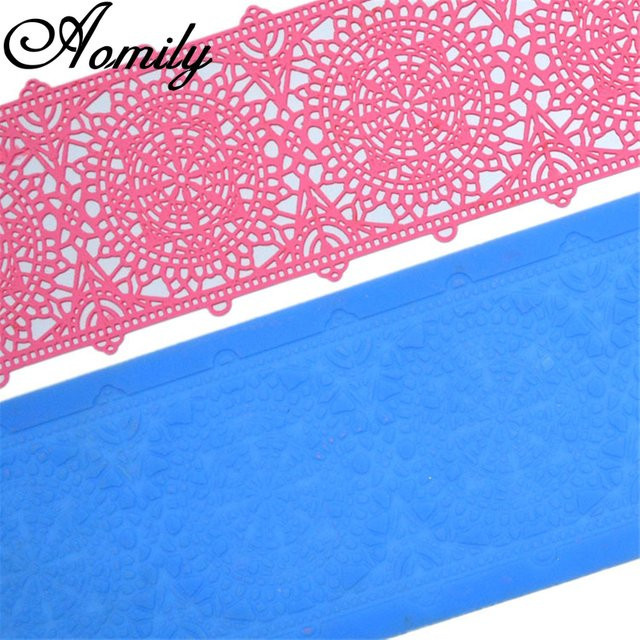 Aomily Silikonform Geometrie Spitze für Tortendekoration und Fondant in Blau, rechteckig - Bild 1