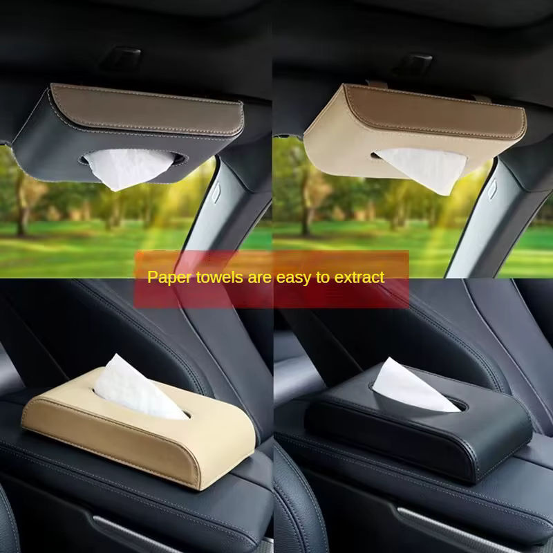 Multifunktionale Auto Taschentuch Box aus Leder in Schwarz als hängende Armlehnen Box zur Auto Dekoration - Bild 2