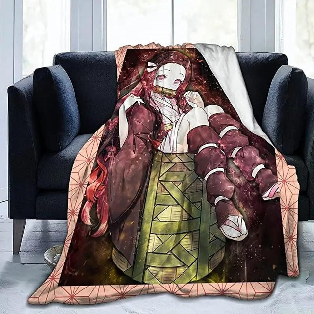 Shunika Chen Demon Slayer Kamado Nezuko Flanell-Überwurfdecke, Mehrfarbig, B/H: 75 x 100 cm - Bild 1