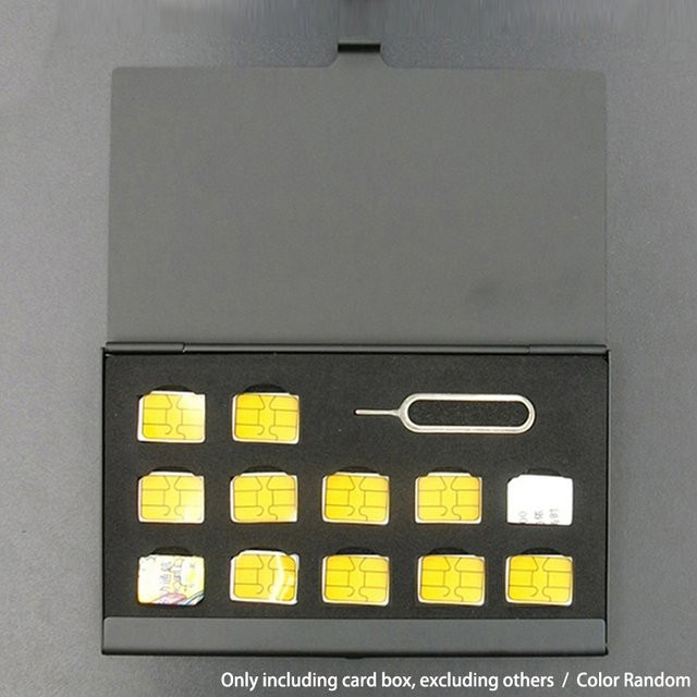 tift Aluminium SIM-Karten Aufbewahrungsbox mit 12 Schlitzen und 1 Steckplatz für Nano-SIM Karten in Schwarz - Bild 1