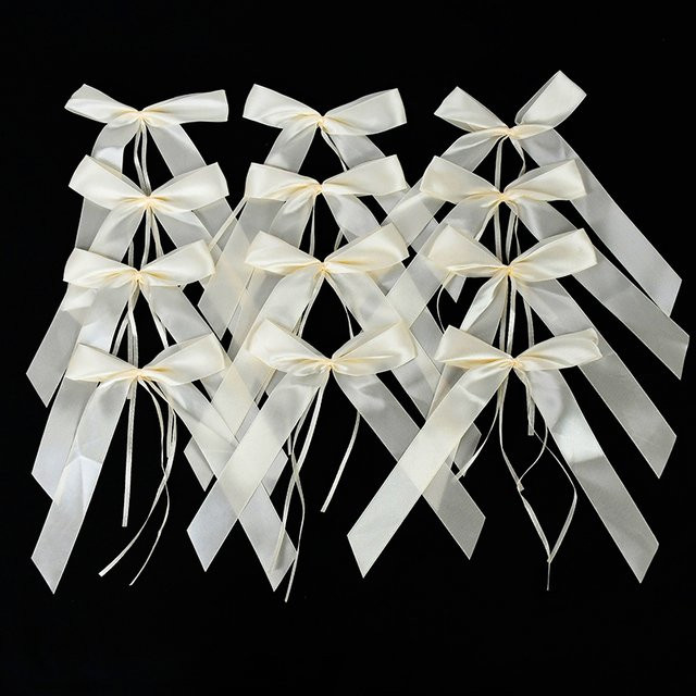 50 Stück ZQNYCY Champagner Satin Schleifen in Weiß für DIY Handwerk und Geschenkverpackungen - Bild 1
