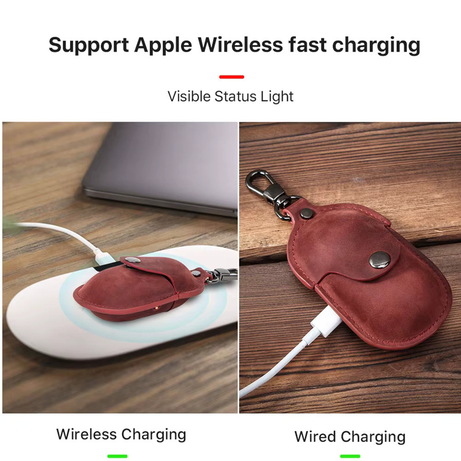 Vintage Lederhülle für Samsung Galaxy Buds und Galaxy Buds Plus in Rot - Bild 2