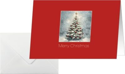Sigel Weihnachtskarten Classic Christmas C6, bedruckbar mit Umschlägen, Glanzkarton, grün-rot, 25 Stück - Bild 1