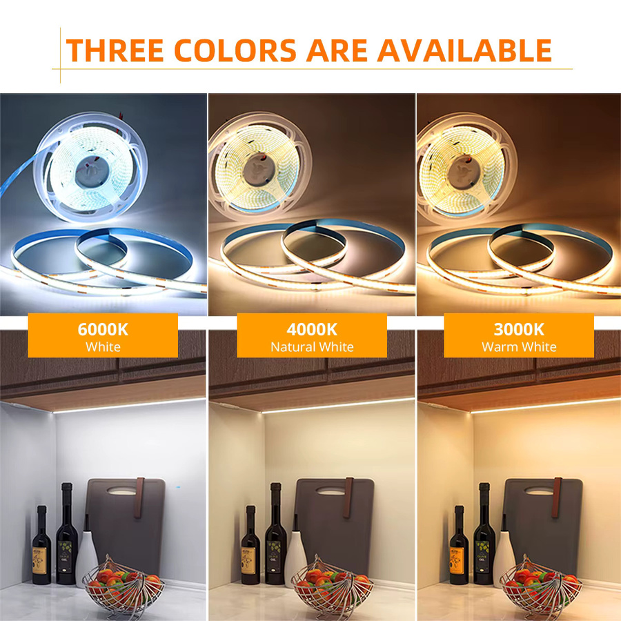 GAHADA COB LED-Streifen USB Warmweiß Flexibles LED-Band mit 320 LEDs Selbstklebend Breite: 8 mm, Tiefe: 5 mm, Höhe: 3 mm - Bild 3