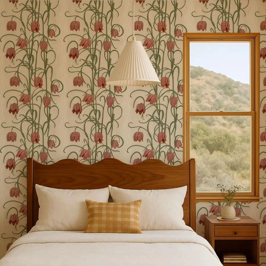 Pixel&Wall Selbstklebende Tapete mit Vintage-Blumen und Blättern in Multicolour - Bild 3