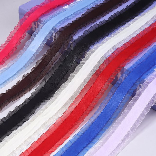 Lotus Blatt Spitzenband aus Polyester für DIY Dekorationen, Weiß, Breite: 2,5 cm, Länge: 5 Yards - Bild 1