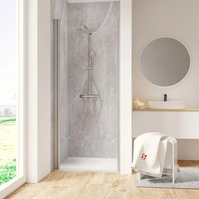 Schulte Duschkabine Garant 2.0 Nische mit Drehtür in Alunatur, Glas transparent, B/T/H: 200 x 90 x 90 cm, Ausführung Links - Bild 1