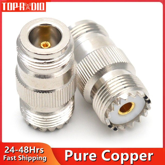 N-Typ Buchse zu UHF SO239 PL-259 RF Koaxial Adapter gerade aus Messing Kupfer in Silber - Bild 1