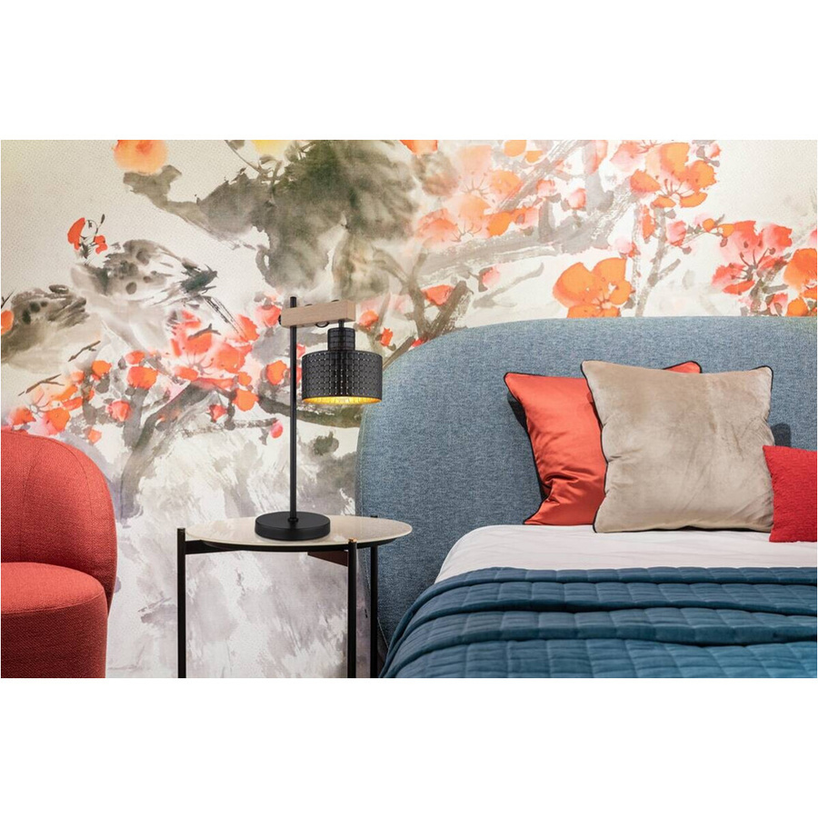 Globo Tischleuchte Rielly modern Schwarz Gold B/T/H: 18 x 31 x 55 cm E27 - Bild 2