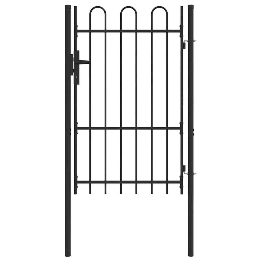 vidaXL Zauntor aus pulverbeschichtetem Stahl in Grau, Breite: 100 cm, Höhe: 150 cm - Bild 2