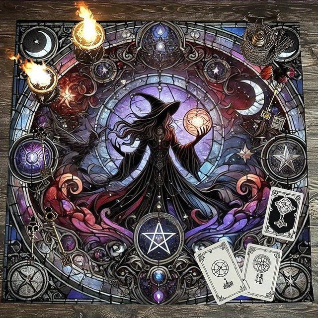 VIKAMA Tischdecke im Boho-Stil mit Tarot-Karten-Motiv für mystische Dekorationen - Bild 1