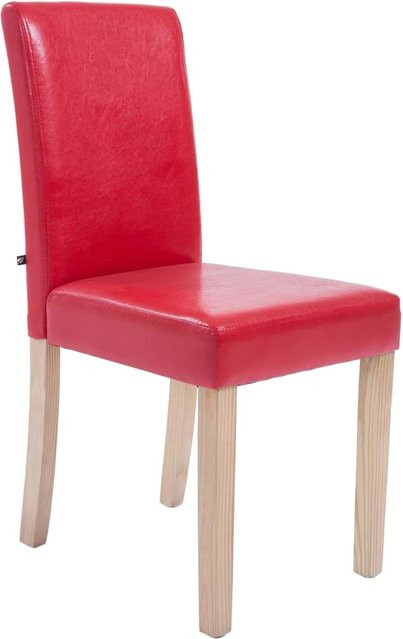CLP Esszimmerstuhl Ina Polsterstuhl mit Kunstlederbezug und Holzgestell in Rot - Bild 1